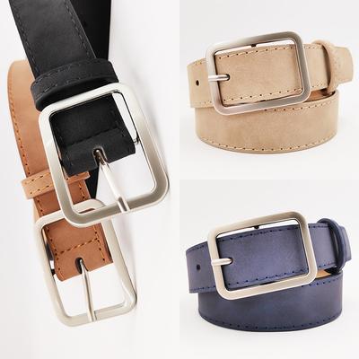 Simple and Versatile Square Buckle Imitation Leather Trendy Belts for Women's Belts for Retro Student Belts