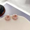 Retro French Light Luxury Enamel Flower Silver Stud Earrings
