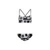 Logo Graphic Bikini Color Block Design Casual Sports Tankini Women Swimwear White Black H62031
