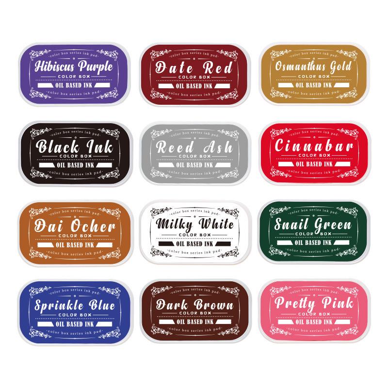 ZABC Special Edition: 12-Color Oil-Based Ink Pad Set for Journal Decoration and Stamping