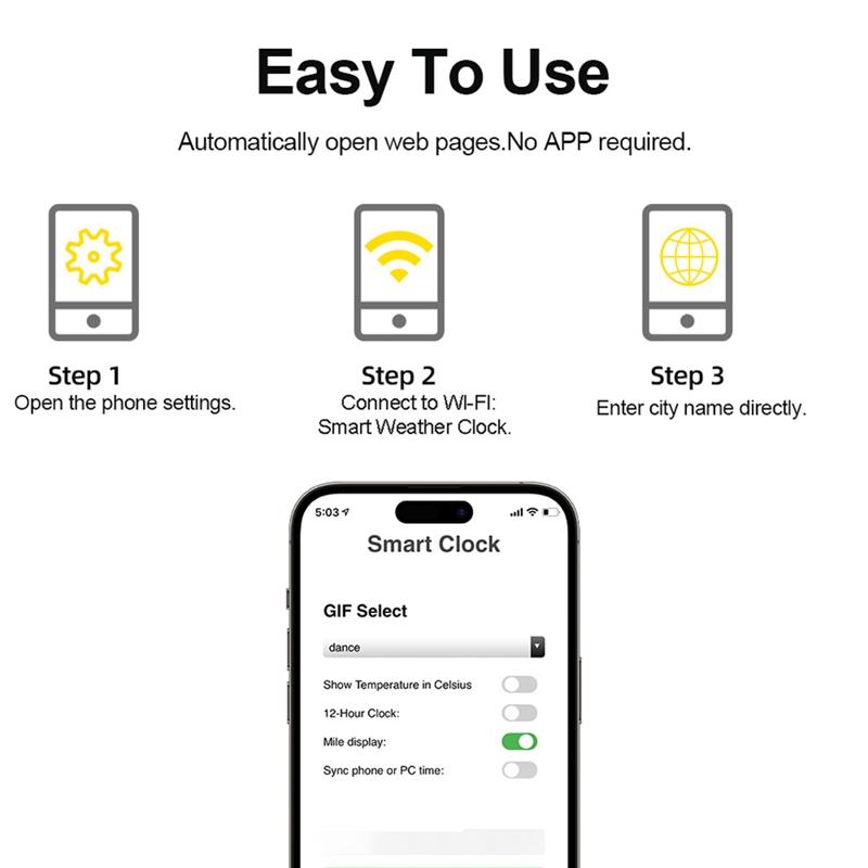 Smart WIFI Weather Station Clock DIY Cute GIF Animations Desktop Decoration Electronic Album Function MINI Clock A Easy Install