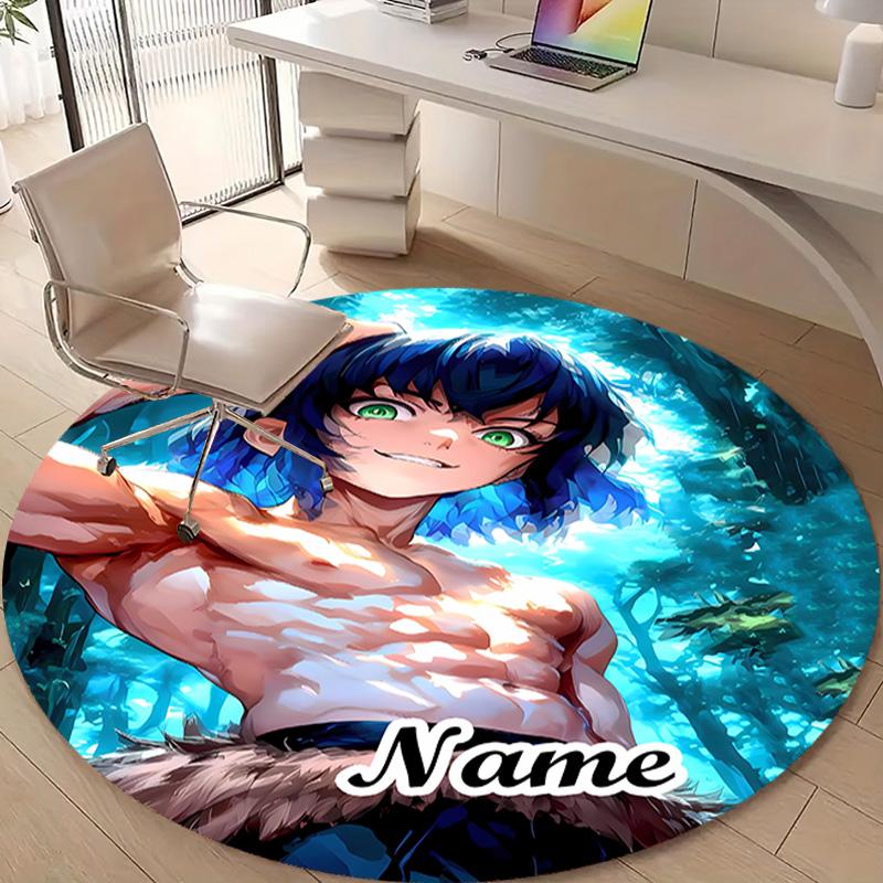Personalized Demon Slayer Round Chair Office Rug - Perfect for Mat, Office Chair & More - Ideal Gift for Birthdays and Holidays