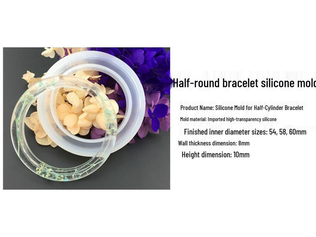 High Mirror Silicone Bracelet Mold for DIY Crystal Epoxy Dried Flower Crafts