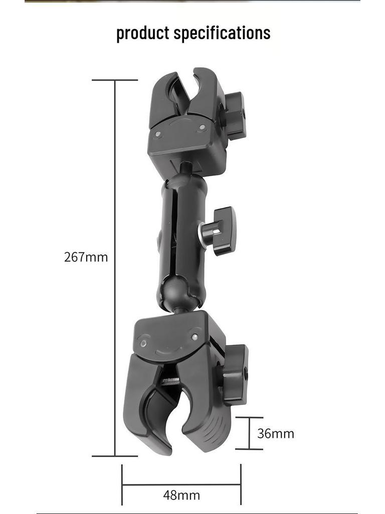 Adjustable Double Head Crab Clamp Mount for Outdoor Action Camera on Motorcycle