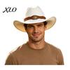 Autumn Winter Warm Fedora Unisex Western Cowboy Hat, Wool Felt Hat with Faux Leather Elegant for Daily Use Band, Retro Wide Brim Cowgirl Men