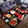 Festive Christmas Hat & Stocking Area Rug - Durable Polyester Mat with Santa, Candy Canes, Snowflakes & Holly Design for Living