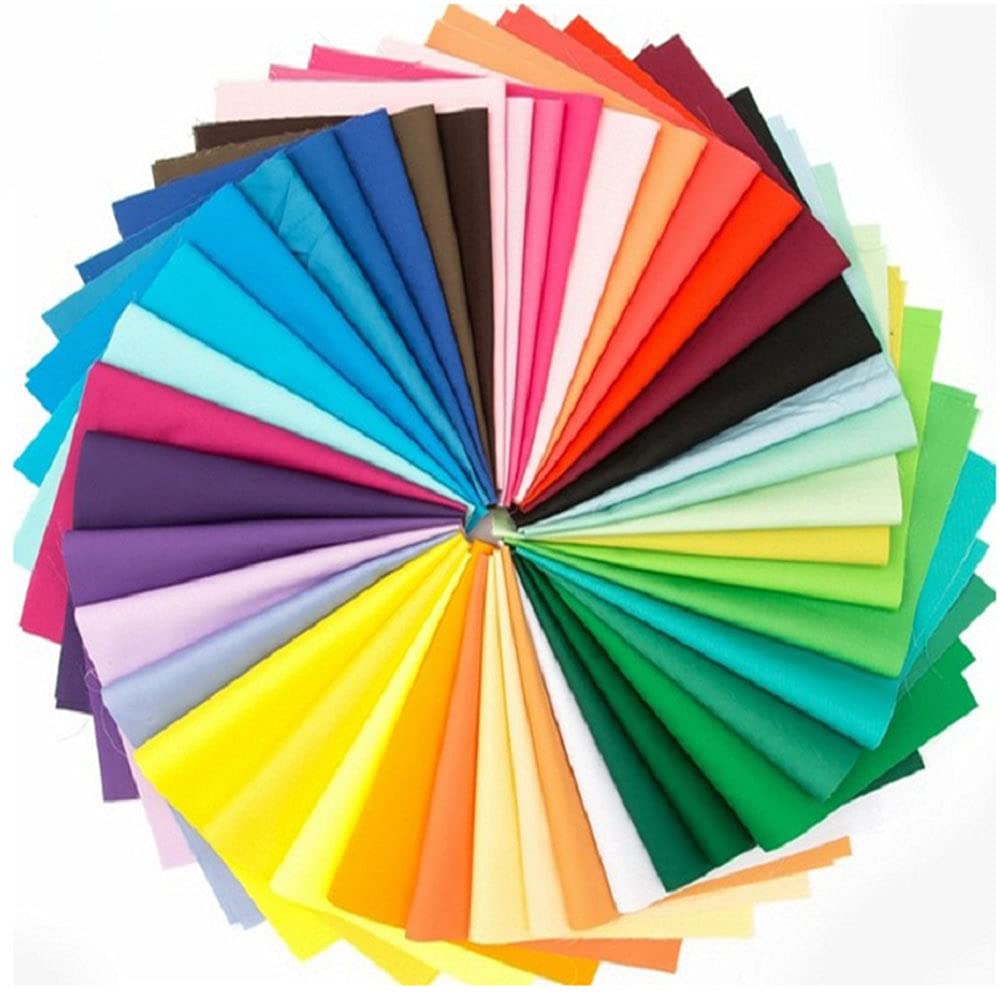 misaki Fabric Simple Solid Cotton Cut for and More Scraps, 50-Color Set, Fabric, Cloth, Stylish, 25cm, Crafts, DIY, Patchwork,