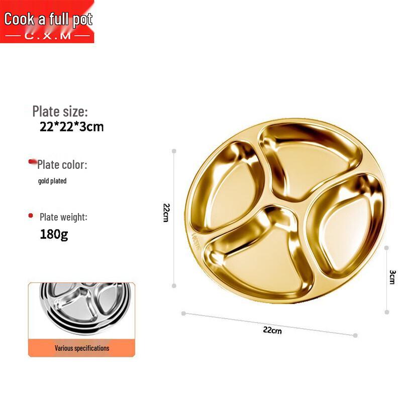 Chui Xiaoman 304 Stainless Steel Round Divided Meal Plate