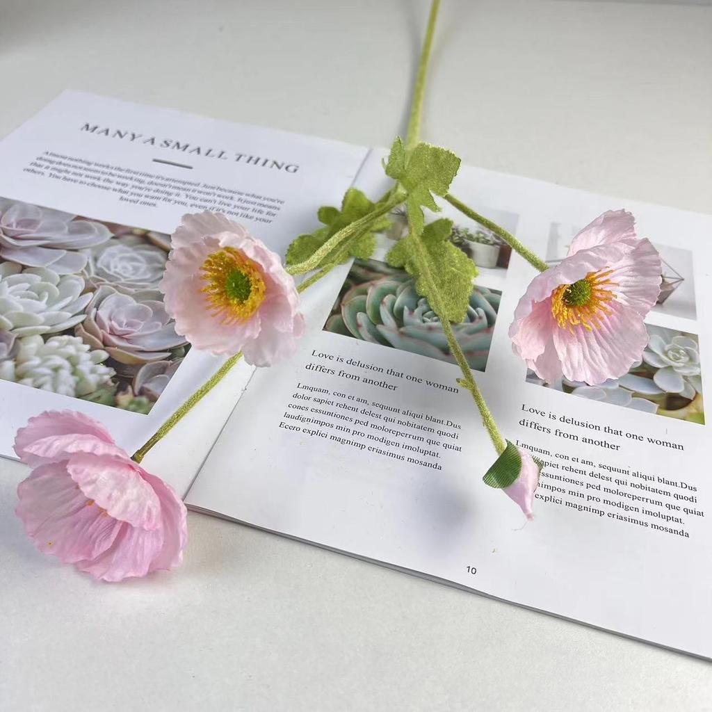 Artificial Poppy Flowers Bouquet Silk Fake Flowers For Home Decor Garden Marriage Party Wedding Decoration DIY Vase Accessories
