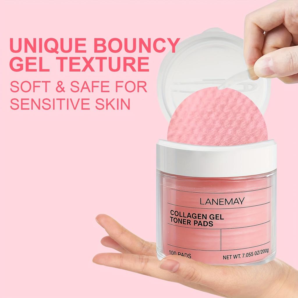 100 PADS Kollagen Gel Toner Pads - Porenreiniger, Reinigen und Spenden der Haut Feuchtigkeit, Tragbare Gesichtsreinigungstücher, Porenreinigung, Sanfte Formel