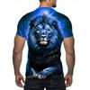 3D Majestic Lion Printed T-Shirt for Men Cool Animal Portrait Short Sleeve Tees Trendy Casual Round Neck Summer Pullover Dark Red Streetwear Tops