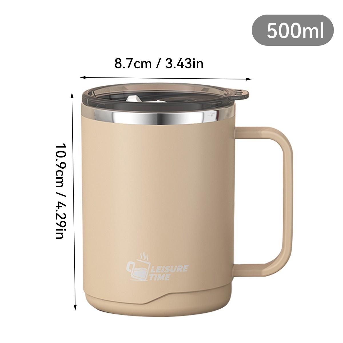 

304 Stainless Steel Coffee Mug Portable Double-Layer Insulated Drinking Cup With Handle Reusable Sealed Thermal Cup Drinkware 401-500ml хаки