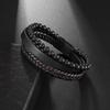 Natural Stone Volcanic Rock Men's Multi-Layer Leather Woven Bracelet