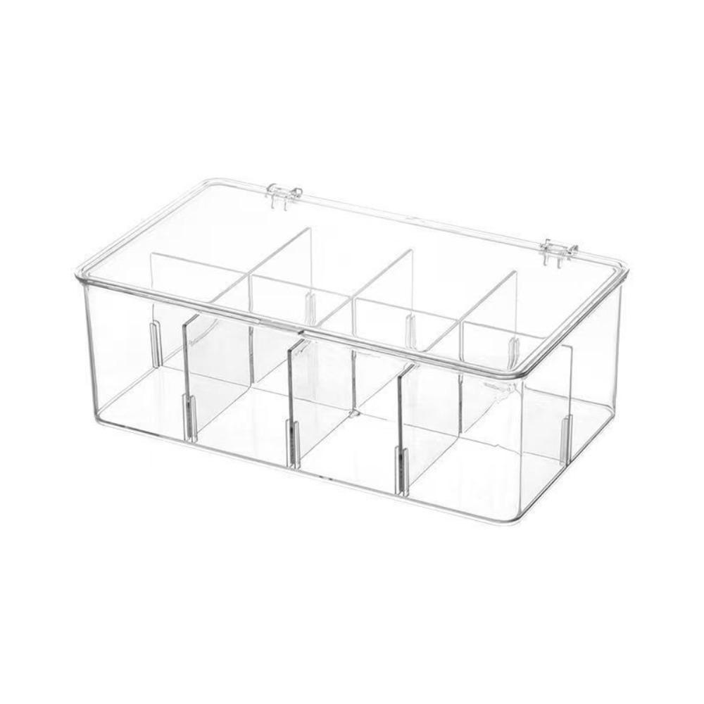 Organizer Coffee Bag Compartment Box with Lid Transparent Flip Top Storage Box  Seasoning