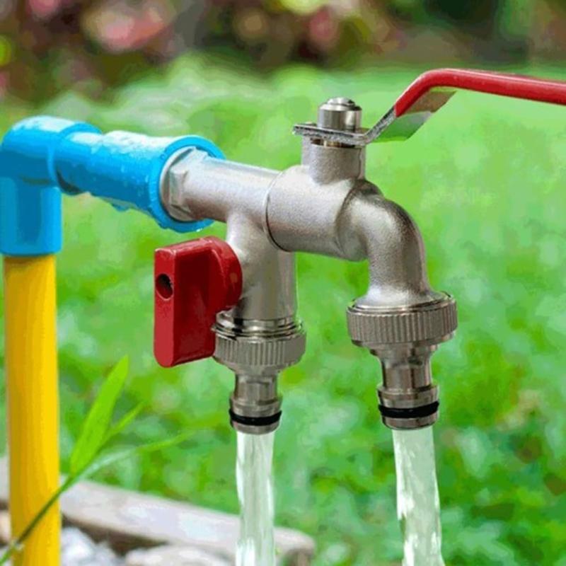 Stabile 3/4-Zoll Messing Wasserhahn Frostsicher und Rostfrei mit Doppel-Auslass Designs für Garten und Waschmaschinen