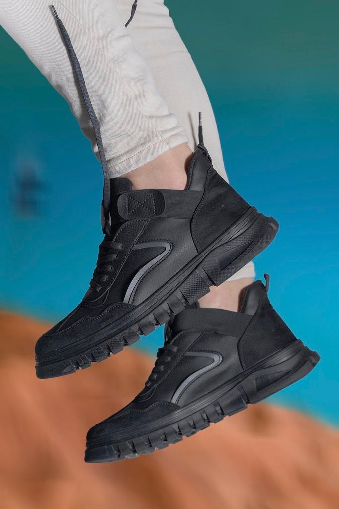 Pánské módní boty z umělé kůže na plochém podpatku černé lodičky