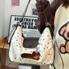 Puppy Tote Bag Cute Single Shoulder Crossbody Backpack Polka Dot Bag Niche Versatile Cartoon Coffee Color One Bag Three Ways to Carry