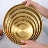 Round Kitchen Bar Tableware Cake And Fruit Snack Salad Plate Kitchen Accessories Stainless Steel Plate Camping Picnic Plate