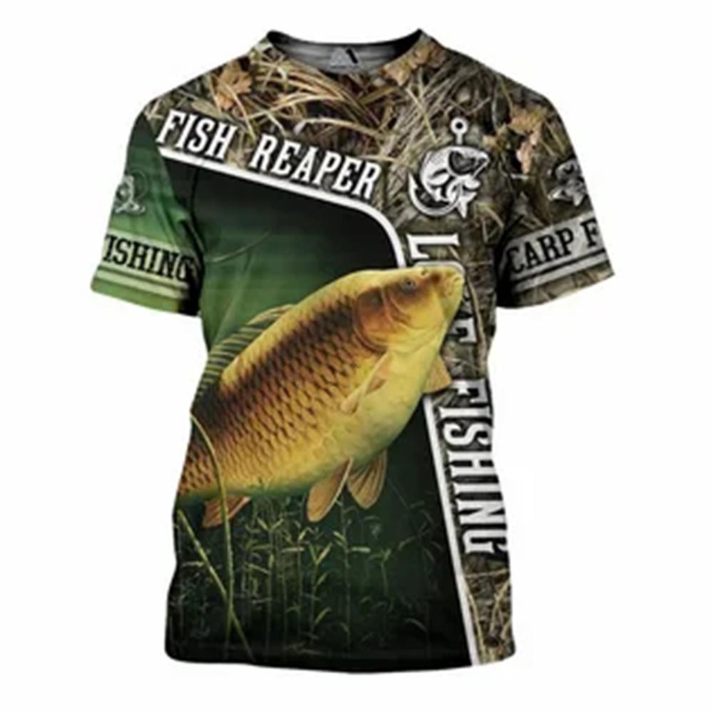 Men Vintage Fishing T Shirt 3d Print Casual Short Sleeve Loose Loose Tshirt For Men Sweatshirt Men's Top Clothing Outdoor Sports