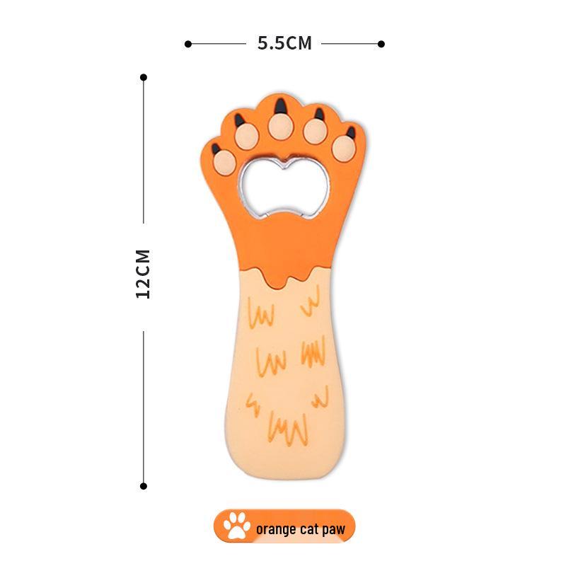 Cute Cat Paw Beer Bottle Opener & Refrigerator Magnet - Soft PVC Rubber