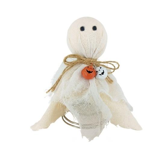 Halloween Ghost Tree Topper 7 Inch Small White Cloth Ghost Treetop Ornament with Bells for Home Party Supplies