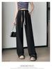 Plus Size Coffee Ice Silk Suit Pants - Women's Summer Elastic Waist Chiffon Wide Leg Petite Pants