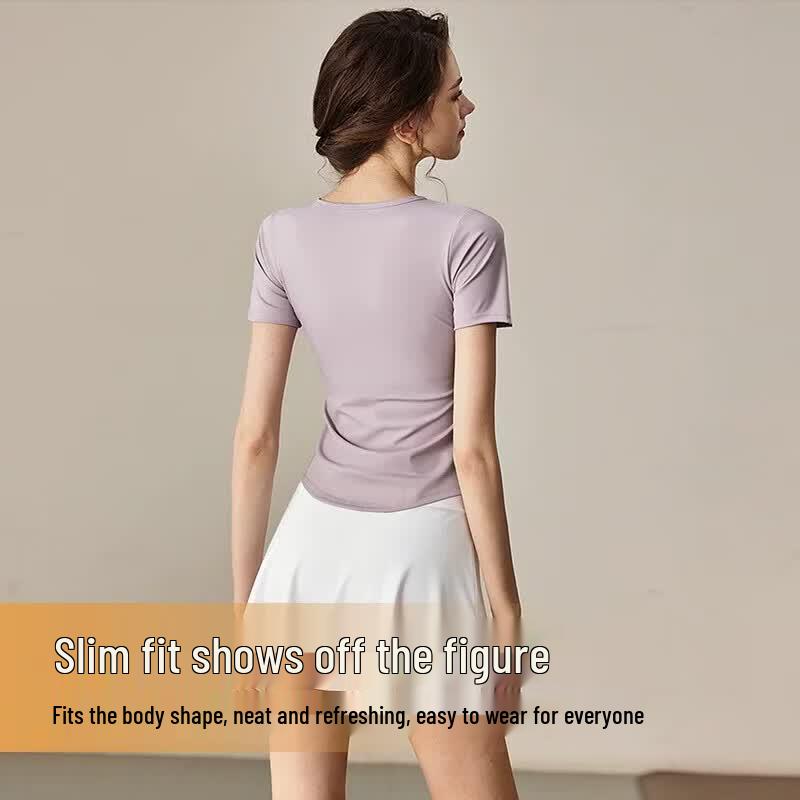 Yuebu Women's V-Neck Quick-Dry T-Shirt & Skirt Sports Set