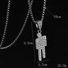 Moderne Kippkopf Zwerg Edelstahl Zirkon Anhänger Halskette für Männer Frauen Hip-Hop Punk Halsband Accessoire Schmuck Geschenk