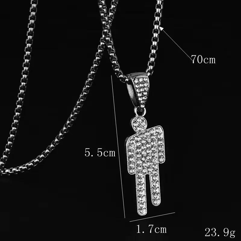 

Fashion Tilt Head Little Person Stainless Steel Zircon Pendant Necklace for Men Women Hip-hop Punk Collar Accessory Jewelry Gift