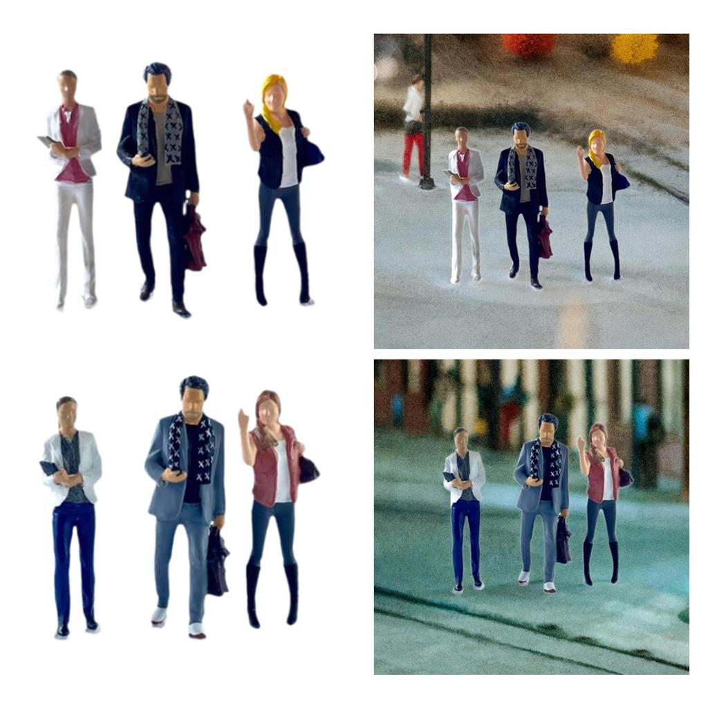 3Pcs 1/64 People Figures, Businessman and Secretary Figures for Diorama Miniature Scene Decor