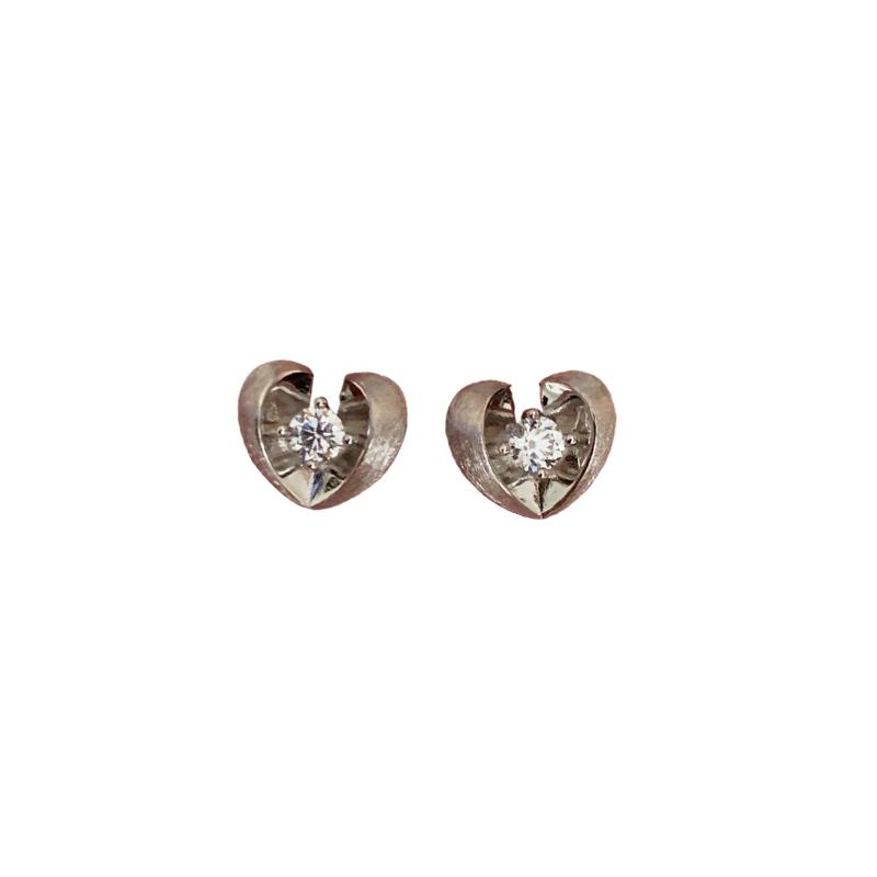Inspired design inlaid single diamonds brushed heart-shaped earings stud light luxury high-end earrings for women jewelry gifts