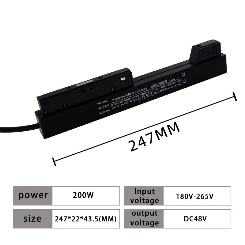 Black Single Output Power Supply Transformer Magnetic Superior AC220V To DC48V Driver 100W IP66 Lamp High 200W For Track Light