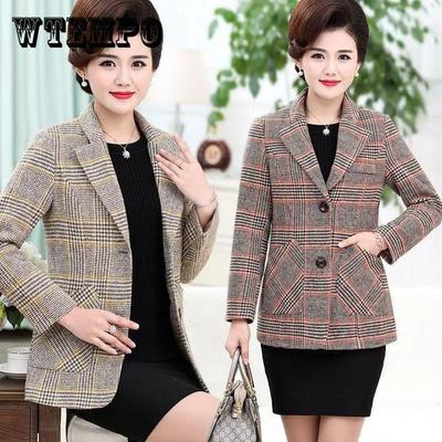 Spring and Autumn Middle-aged and Elderly Women's Clothing Large Size Thin Temperament Woolen Coat All-match Short Western Style Mother Clothes