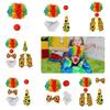 Full Feature Adult Clown Cosplay Set for Halloween Celebration Role Play Rainbow Wig Nose Bowtie Gloves Accessories Set
