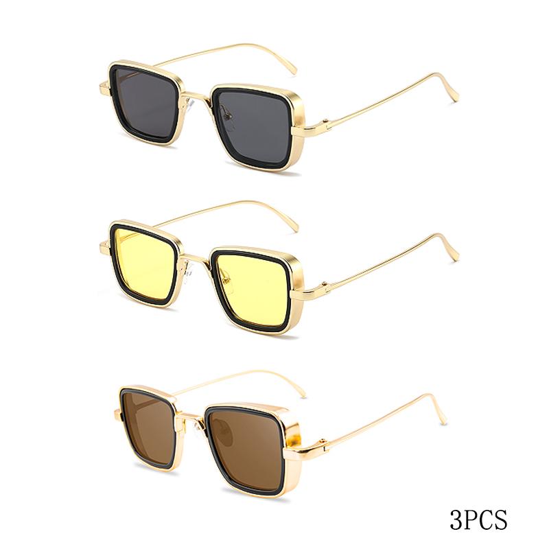 New Vintage Metal Steampunk Sunglasses Men Women Square Sun Spectacles For Men Women Stylish Retro Shades Male Female UV 400 Protection