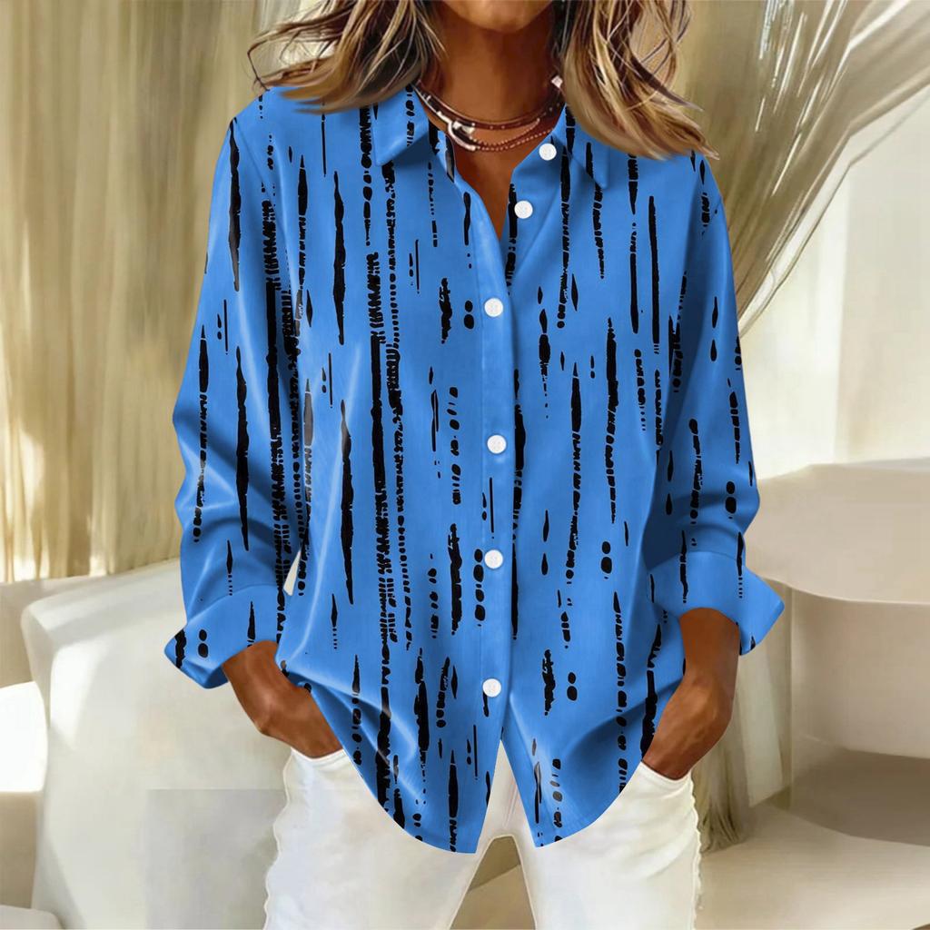 Dámská košile s knoflíky s květinovým potiskem, ležérní košile s dlouhým rukávem, halenky, ležérní základní topy plus size