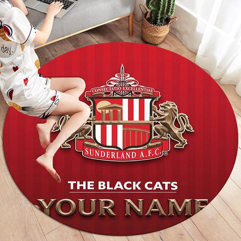 Sunderland A.F Custom Name Round Area Rug,Carpet Rug for Living Room Bedroom Sofa Playroom Decor,Non-slip Floor Mat