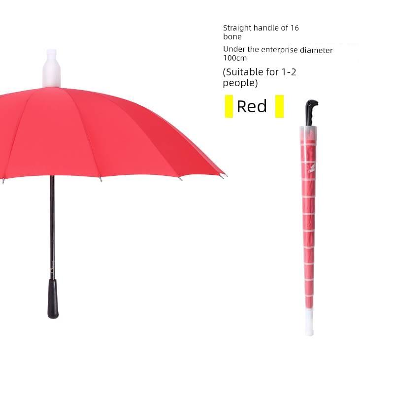 Waterproof Umbrella for Men and Women, Double Automatic Large Car-Mounted 16-Rib Long Handle Umbrella, Oversized Black Umbrella for Men and Women
