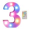 LED Number Lights Colorful with Remote 4 Flashing Modes 16Colors Light Party Wedding Birthday Decoration