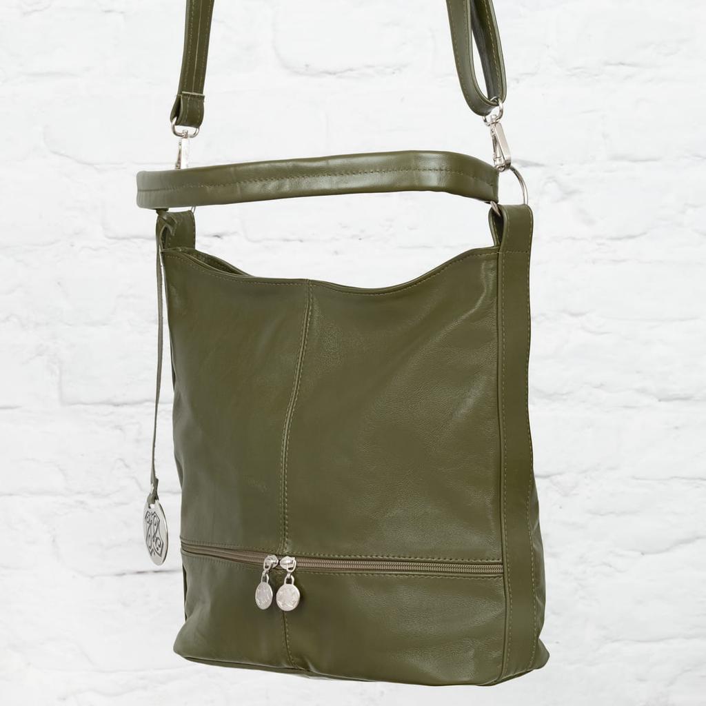 Vera Pelle Bolsa Anthracite Leather Shoulder Bag
