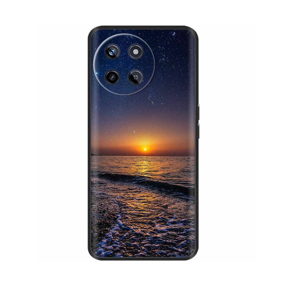Für Realme 11 4G Hülle Silikon Weich Marmor Blume Schwarzer Stoßfänger Fundas Coque Für OPPO Realme 11 4G 6.43" realme11 Bemalte Abdeckungen