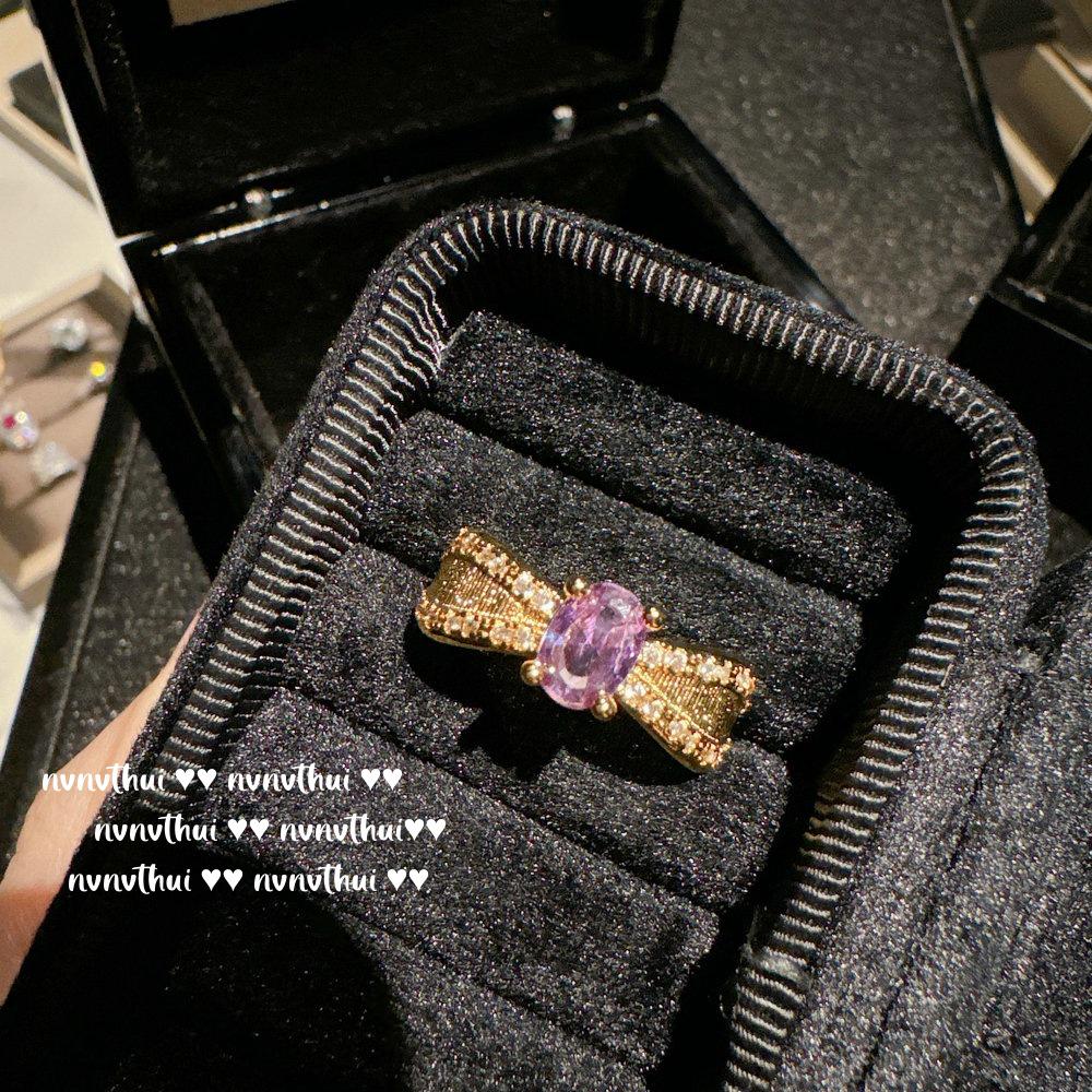 18K Gold Plated Italian Vintage Thorn Vine Gemstone & Flower Ring
