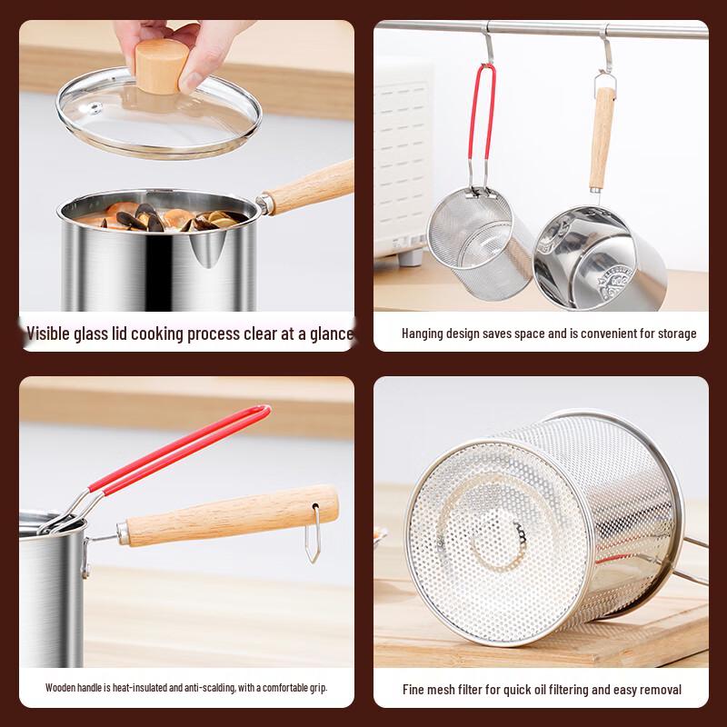 KEGOO 304 Stainless Steel Deep Fryer with Strainer Basket