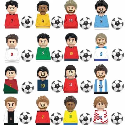 NY Världsberömd Fotbollsspelare Figurin Messi Ronaldo Neymar Lewandowski Mini Action Byggkloss Modell Leksak Barnpresenter