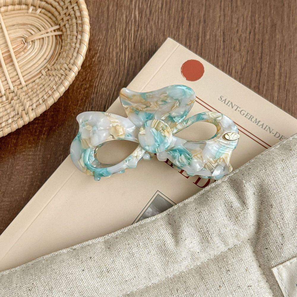 Retro Bowknot Barrettes Sweet French Shark Clip Vintage Bow Acetic Acid Hair Claw  Daily