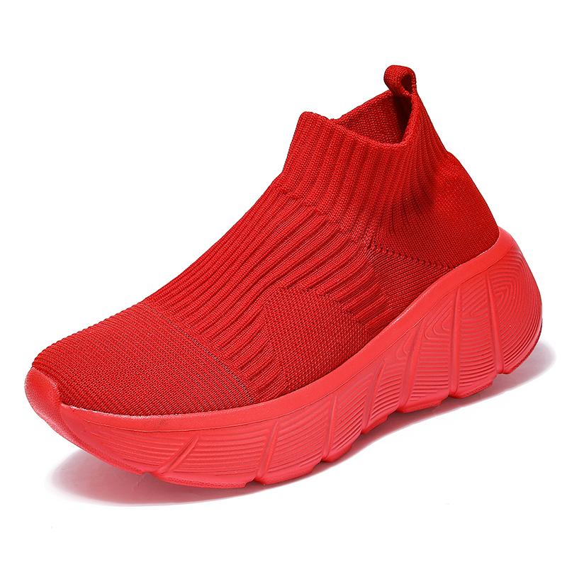 

Fashion Fashion Platform Sports Shoes Men Orange High Top Knit Casual Sneakers Women Lightweight Breathable Slip-on Men s Running Shoes 36 красный