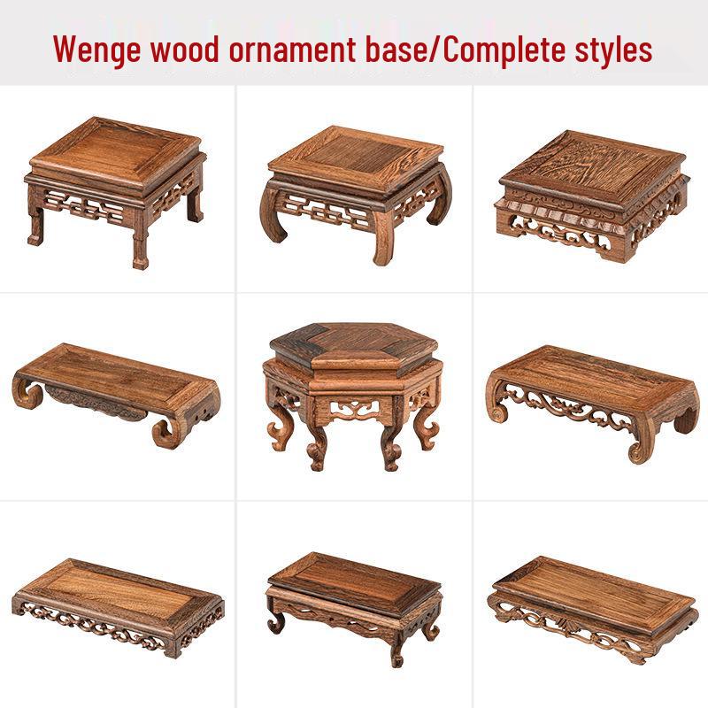 Base en Bois Massif Wengé et Palissandre pour Ornements Artisanaux: Vase, Pot en pierre, Bonsaï, Statue de Bouddha, Support d'exposition pour théière