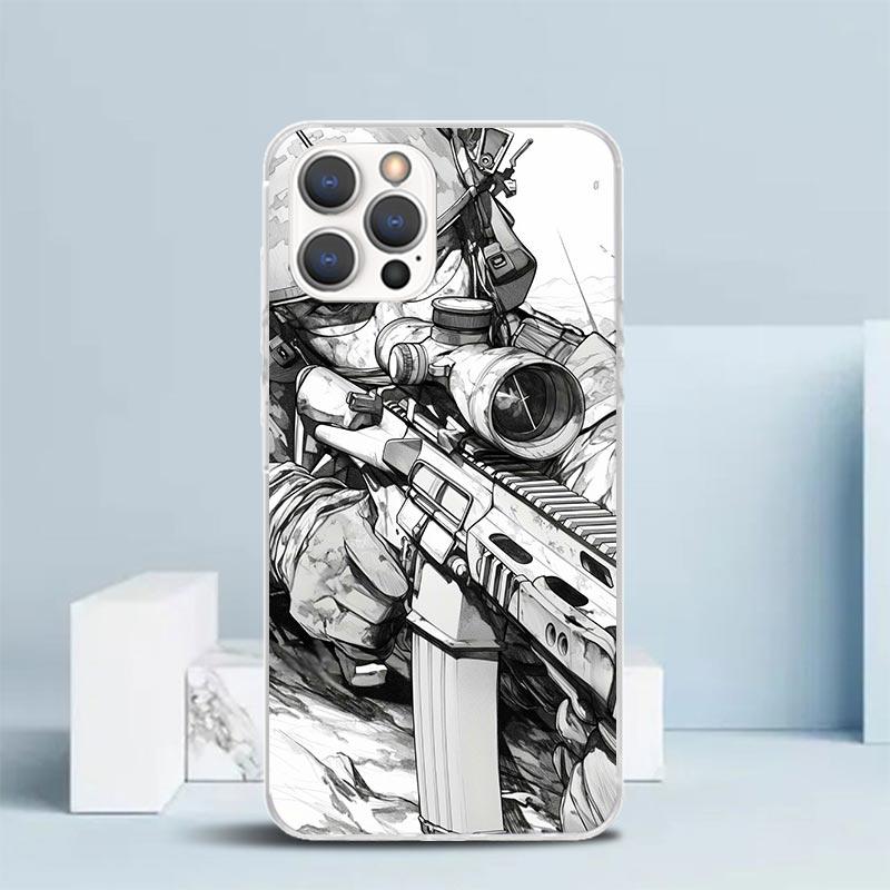 Military Army Special Forces Soft Cover for iPhone 16 17 Air 15 14 Pro Max 16E Phone Case 13 Mini 12 11 7 SE 8 Print Pattern Fit