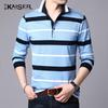 Kaiser Men's 100% Cotton Striped Long Sleeve Polo Shirt KS1538
