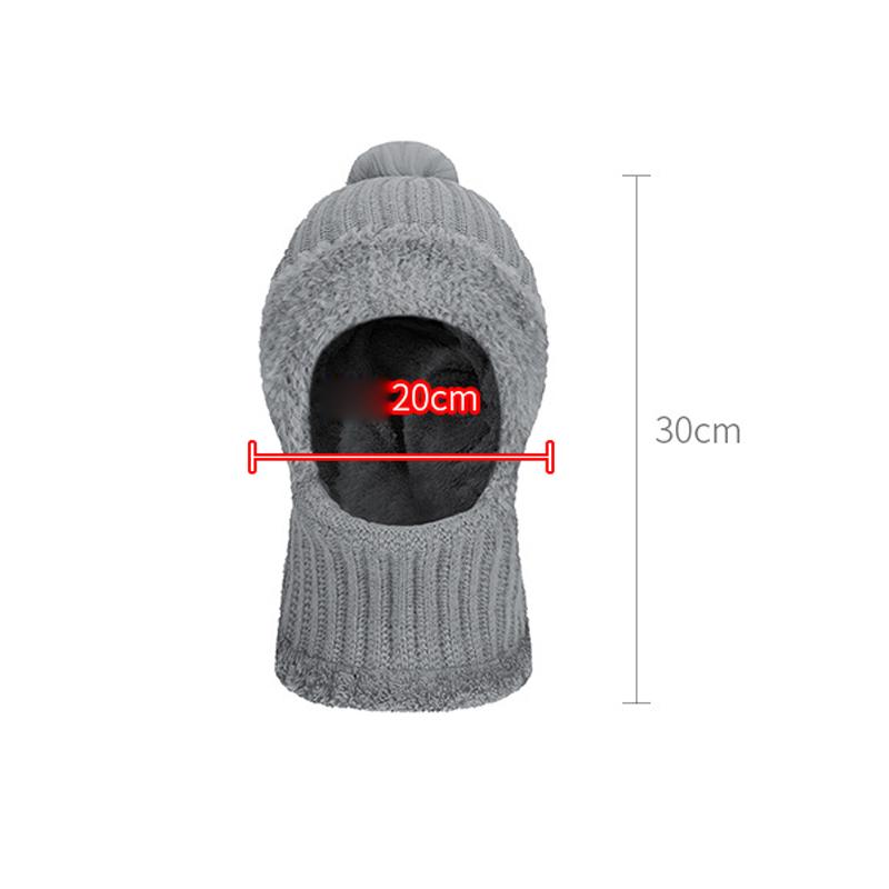 High Stretch Solid Color Knitted Scarf Mask All-In-One Cap Women's Winter Cycling Windproof Warm All-In-One Cap
